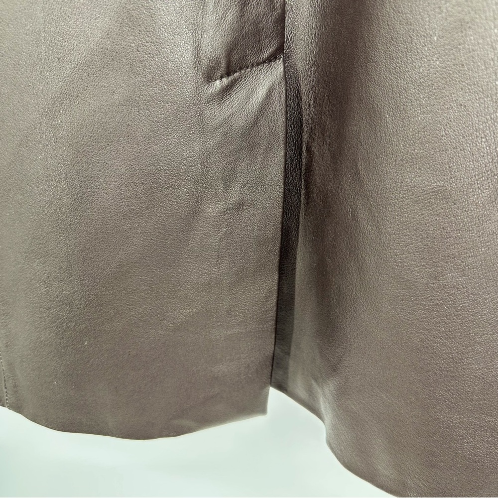 Brandon Thomas Leather Trench Coat Brown Size L - Picture 3 of 5